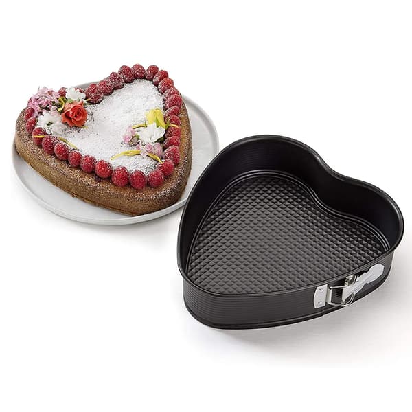 Hjerteformet non-stick springform kageform 18 cm diameter 6,6 cm højde kulstofstål bageform