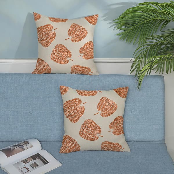 Höstbrända orange pumpamönstrade kuddfodral 18x18, set om 2 Set of 2