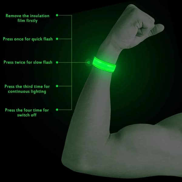 LED reflekterende armbånd 4 stk 3 lysmoduser Nattløping Sykling Turgåing 28-32 cm