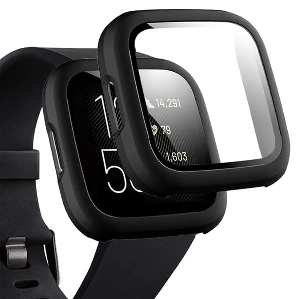 Versa 2 Smartwatch Cover Slankt PC Fuld Dækning Sort Sølv Skærmbeskyttelse