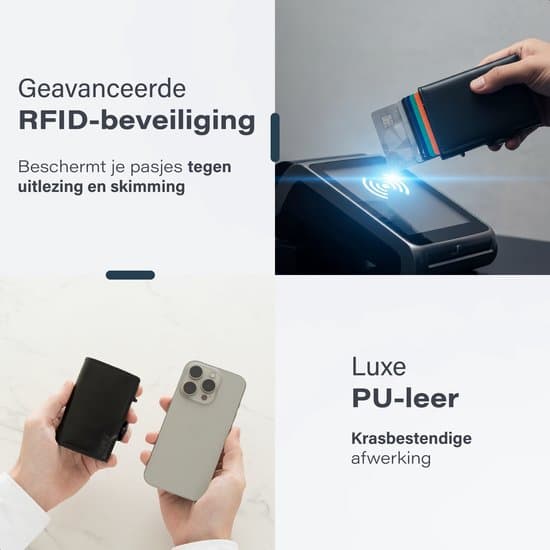 Kortholder 10 Pladser RFID Blokerende PU Læder Sort Unisex LUFT Pasjeshouder Tot