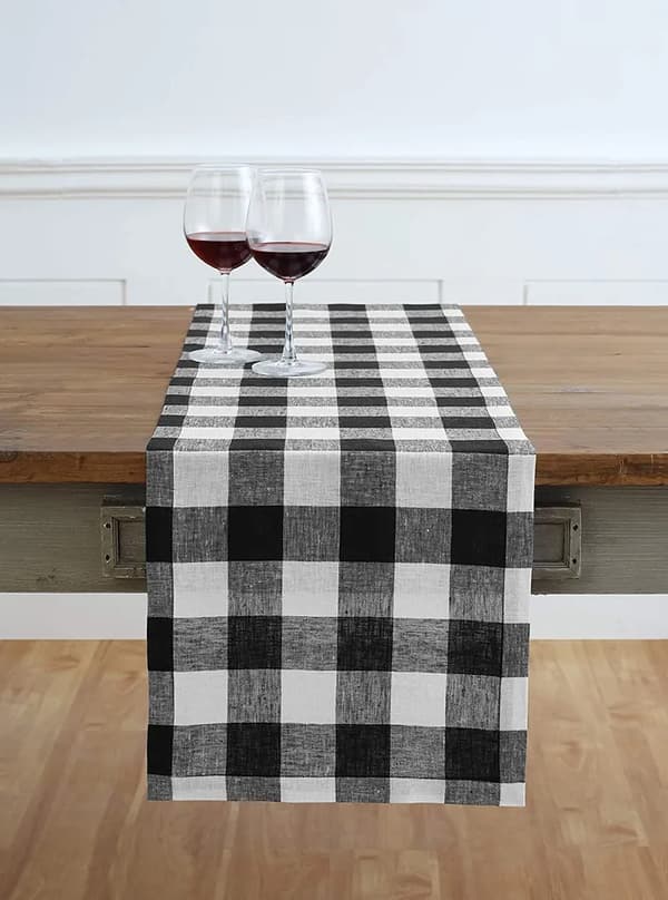 33×180cm Rød Sort Hvid Ternet Bordløber 1 pcs