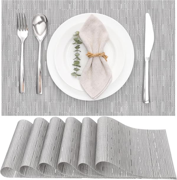 6 kpl pöytätablettisetti beige PVC-pinnoitettu kangas 30x43.5cm 6 pcs