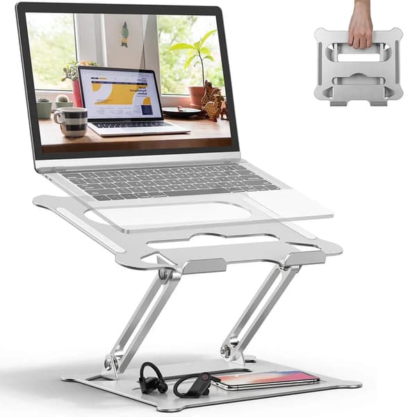 Laptopstativ, Ergonomisk Design, Avtakbart Notatbok-PC-stativ for Kontorbord, Sølv