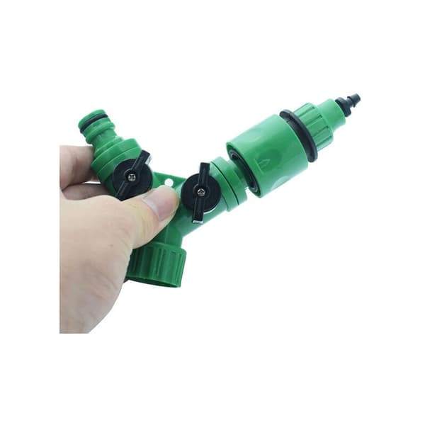 2-veis hagesprinkler slangesplitter Y-adapter 3/4 BSP avstengningsventil plast 1 stk