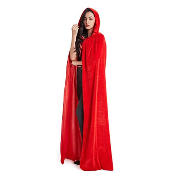 Halloween hettekappe S rød sateng vampyr trollmannskappe karneval cosplay