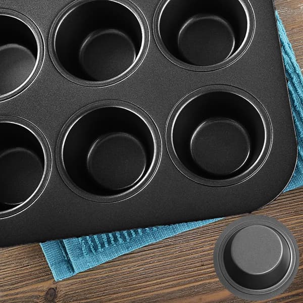 Kæmpe Muffinform 1 stk. 12 Kopper Kulstofstål 35,5x27x3cm Sort Granit Nonstick