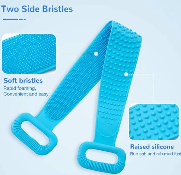 Silikonryggborste 76cm infällbar dubbelsidig badexfolierande massage