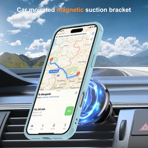 Kompatibel med iPhone 17 Pro-deksel med stativ, blått, magnetisk ringstativ SKYLMW Compatible with