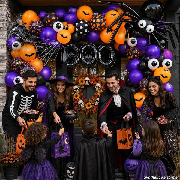 126 STK Halloween Ballonbuesæt Sort Orange Lilla Øjeæble Edderkop 126 pcs