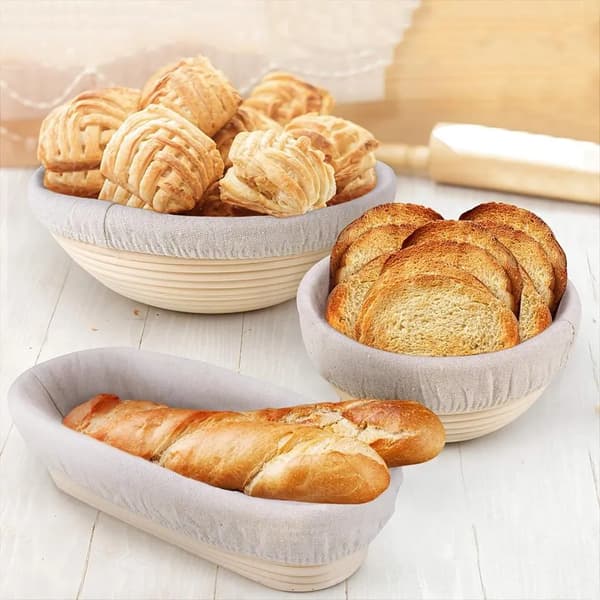 Rund hevekurv 25 cm med linstoff for ca. 0,9 kg deigbaking