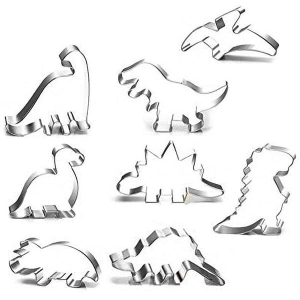 Dinosaur Kakeform 8 stk Rustfritt Stål Dino Form Kjeksform 8 stk