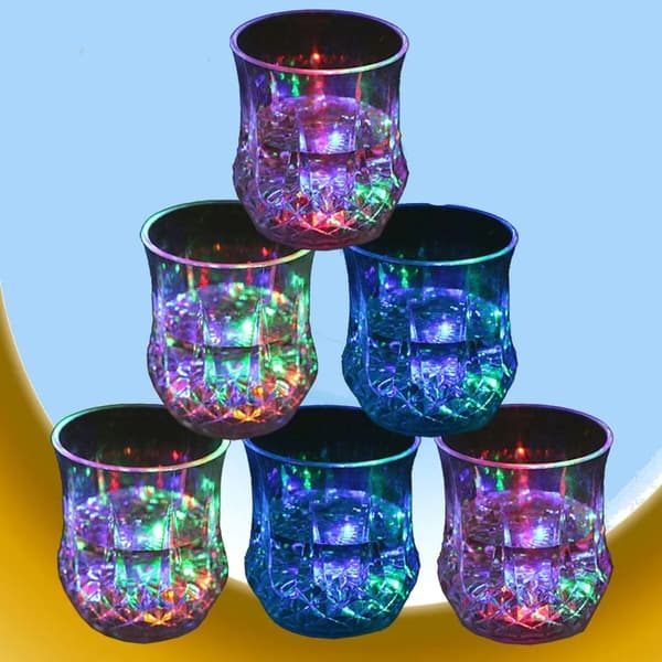 Färgskiftande LED-ljuskoppar 4-pack Akryl Ananas Slipad Glasstil ~200ml Party Bar