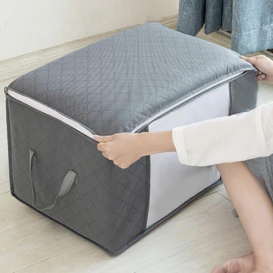 2-pack grå förvaringsväskor Kläder Täcke Organizer 58x32x38cm