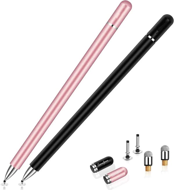 2-pack kapacitiva pennor med transparenta skivspetsar Capacitive Stylus Pens