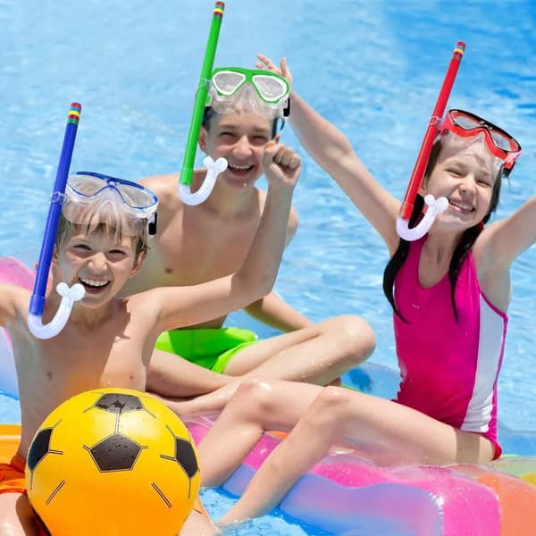 Dykmaskset för barn Panoramavy Snorkel PS ABS Blå Kompatibel ålder 3-9