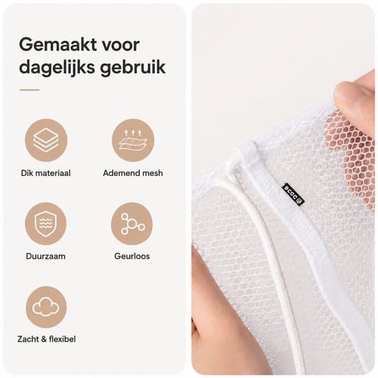 Stor vaskepose 60x90cm, sett med 2 hvite nettingvaskeposer BOTC Waszakken -