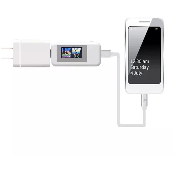Färg USB Strömmätare 4-30V 0-5.1A Spänning Ström Watt mAh Laddkabeltestare Vit 1 st