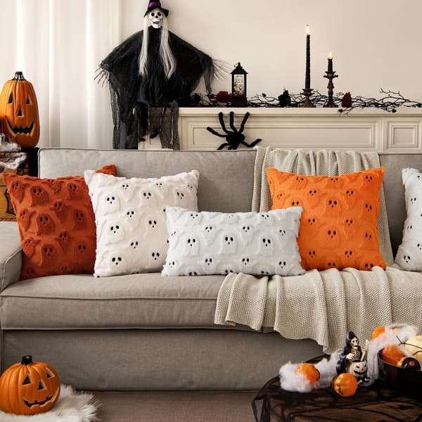 MIULEE Orange Halloween Ghost Kuddfodral 18x18 Höstdekoration MIULEE Brunt Orange