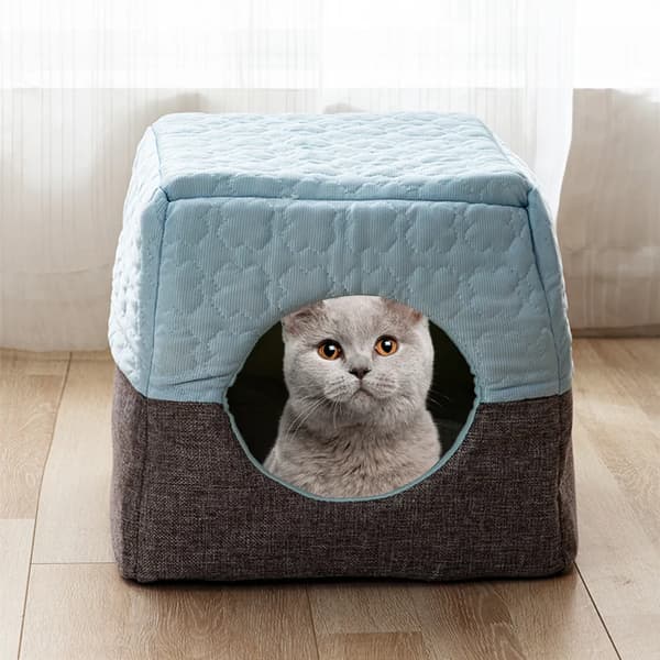Kæledyrsseng Sofa Sammenklappelig Skridsikker Lyseblå 37x33x30cm Katte Hunde