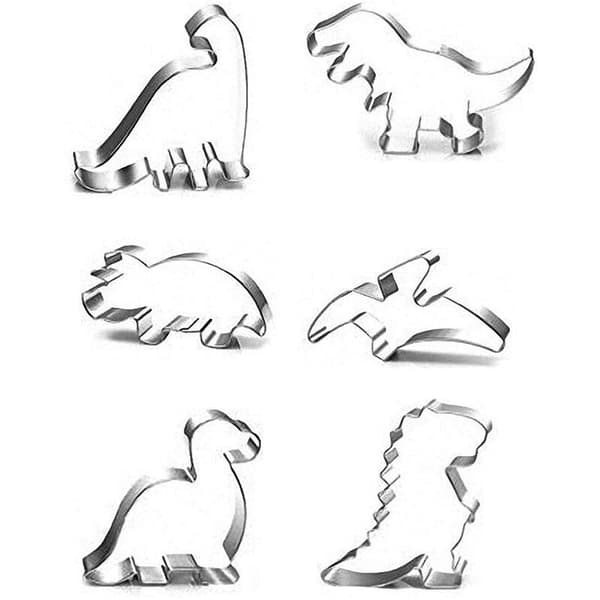 Dinosaur Kageudstikker i Rustfrit Stål 6 stk. Pterosaur T-Rex Stegosaurus Triceratops 6 Stk.