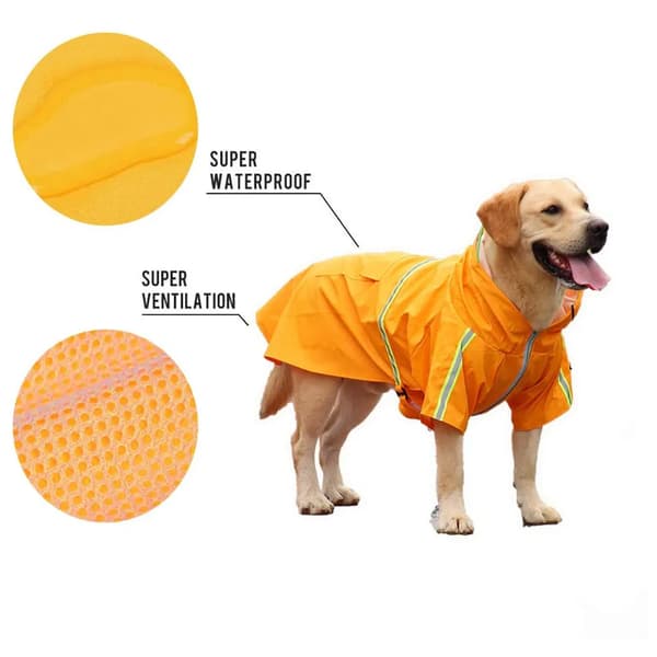 Hunderegnfrakk hette refleksstripe lett vanntett poncho små hunder oransje 3XL 1 stk