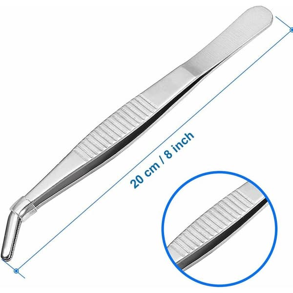 Pincet i rustfrit stål 20 cm 60° bøjet takket spids Multifunktionel Akvarium Laboratorium