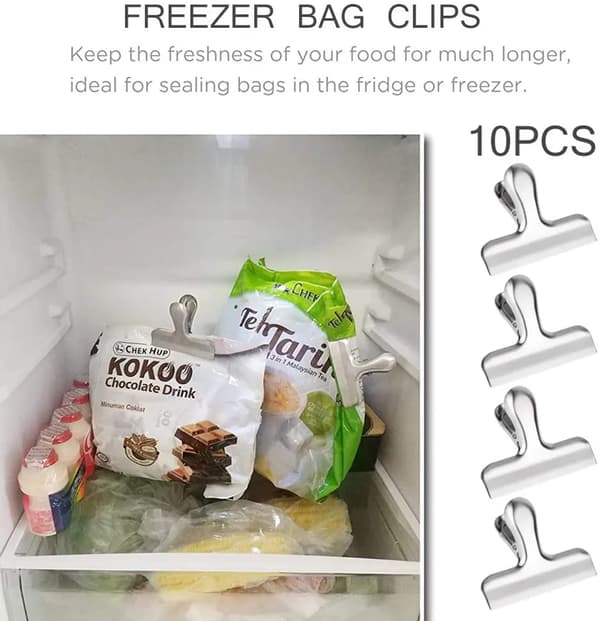 Madposeklemmer 10-pak Rustfrit Stål Køkkenforseglingsklemmer Brød Kaffe Snacks