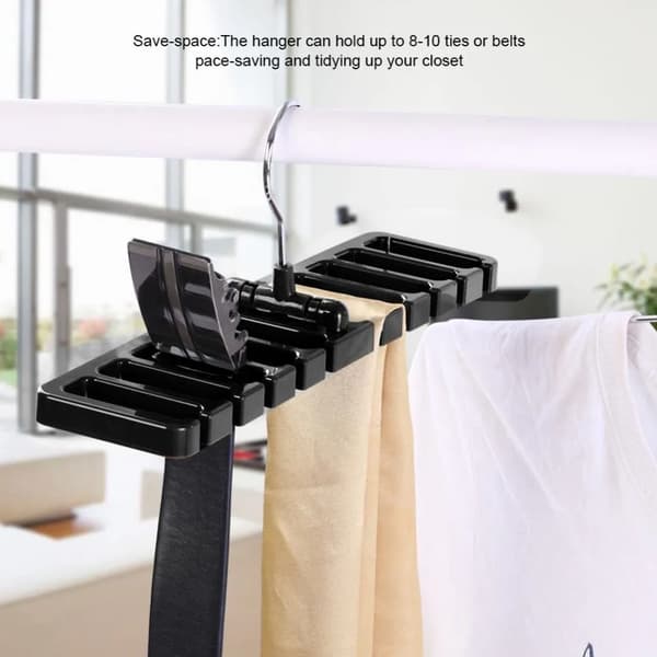 Slipsbælte Organizer Bøjle Skabspladsbesparende Plast 30,5x7,3cm Sort 1 stk