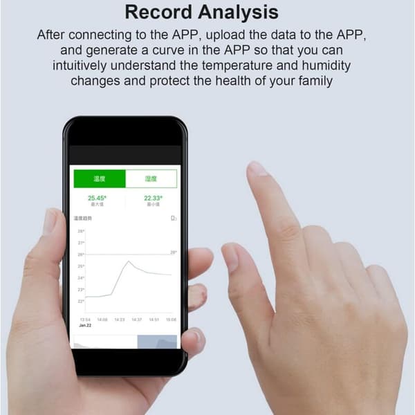 Bluetooth Termo-Hygrometer Mini Bärbar APP Kurvmonitor MEMS-sensor för Växthusförvaring