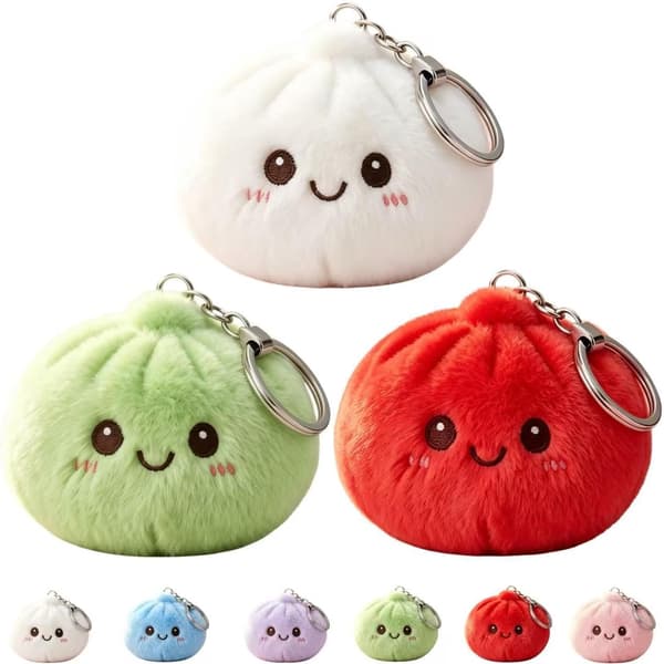 3-pak fyldte dumpling-nøgleringe, mini-dumpling-squishy-plyslegetøj Mini