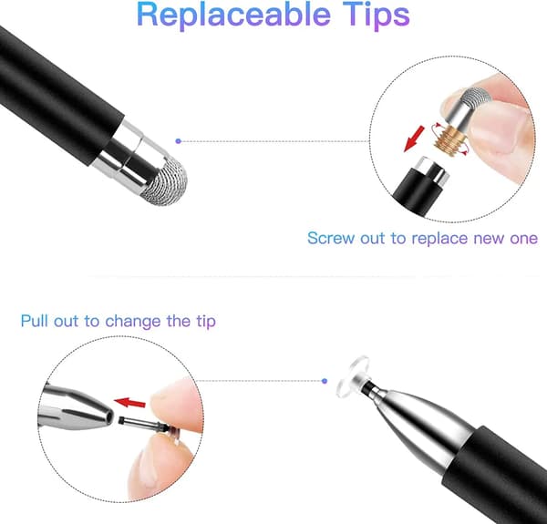 2-pack kapacitiva pennor med transparenta skivspetsar Capacitive Stylus Pens