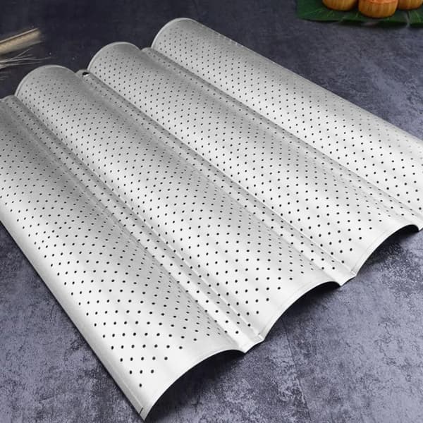 Baguettebageform Nonstick Perforeret Sølv 38.5x33.5x7.3 cm Bager 4 Franske Flutes