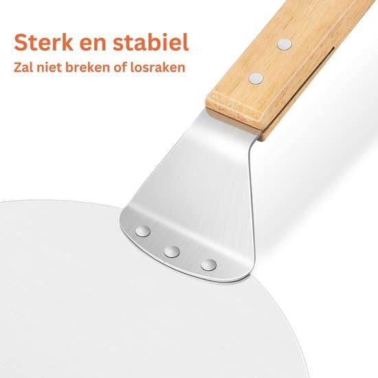 Rund pizzaspade i rustfrit stål til grill og ovn Ø30 cm Pizzaschep RVS -