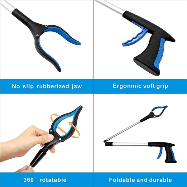 Sammenklappelig gribearm, 360° roterende greb til ældre, aluminiumslegering, 85 cm lang, saml genstande op uden at bukke dig