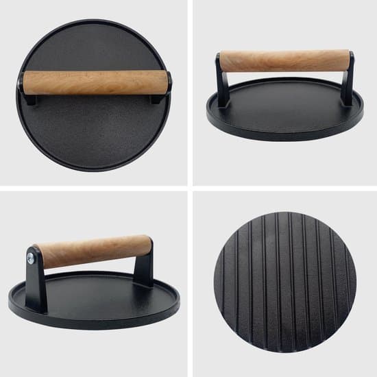 Smash Burger Press, 17,5 cm, Varmebestandig 230°C, Sort, BBQ