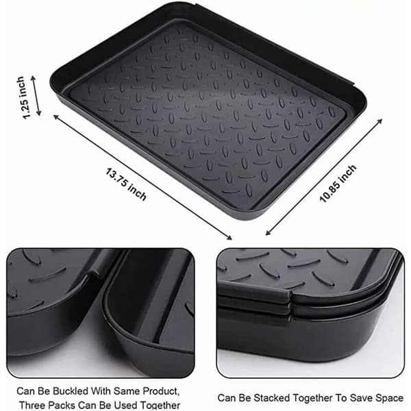 Plastik skobakke sort stabelbar 3-pak 35x27,5x3cm