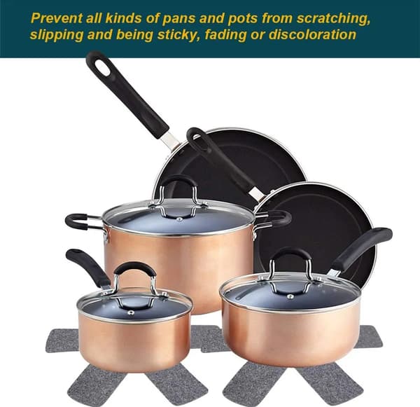 Grydebeskyttelsespuder 5 stk. 38 cm Anti-ridse Stabelseparator Filt Polyester Grå Sort