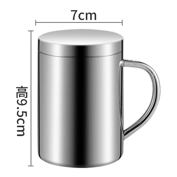 2 termokrus i rustfritt stål kaffekopp isolert kopp (220 ml med lokk)