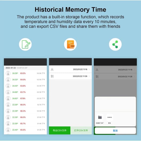 Bluetooth Termo-Hygrometer Mini Bärbar APP Kurvmonitor MEMS-sensor för Växthusförvaring
