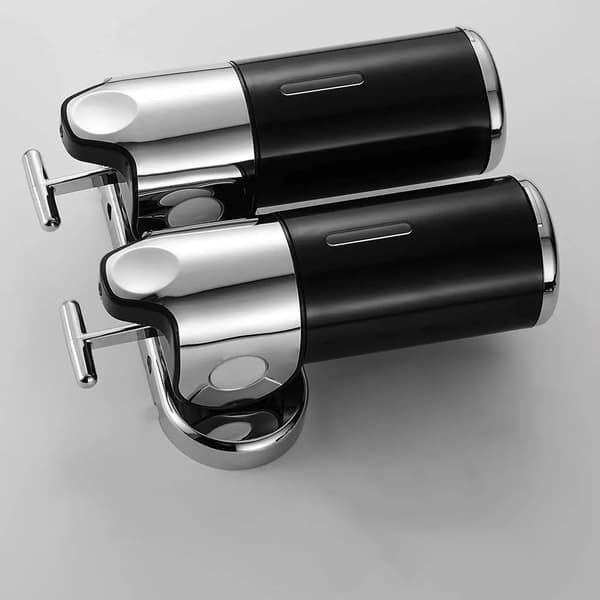 Väggmonterad dubbel tvåldispenser 500 ml manuell ABS för handtvål duschgel