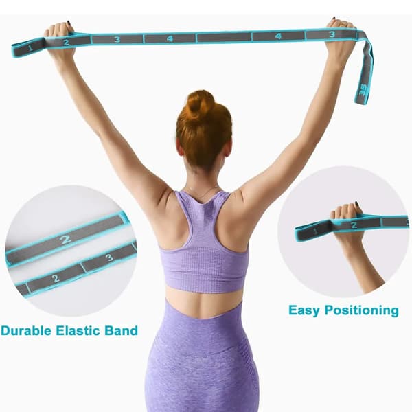 Multi-Loop Stretch Strap Yoga Pilates PT Hjemmetrening Ikke-elastisk bånd ~110cm