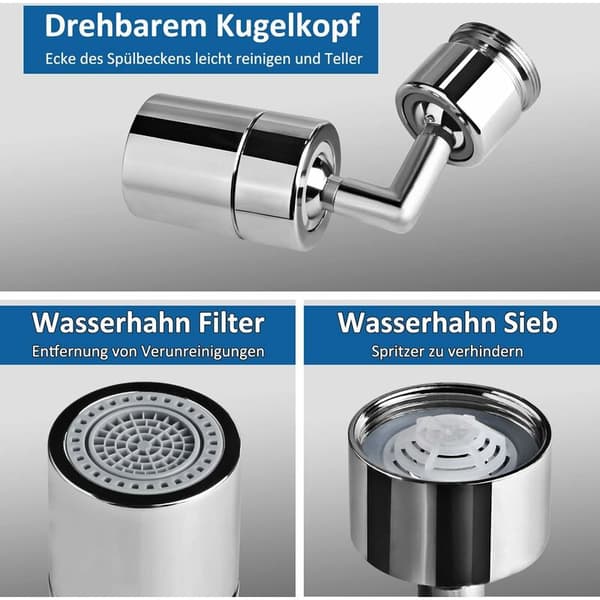 Dobbeltfunktion L-formet vandhane-luftblander 2 stk. sæt Dobbeltfunktion drejelig gevindadapter Grøn pakning 2 stk.