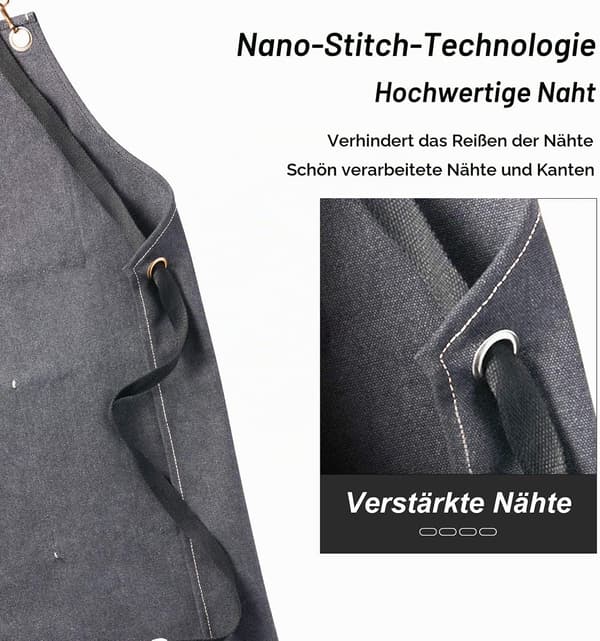 Brun denim lang madlavningsforklæde til mænd og kvinder, 3 lommer, krydsrygstropper Canvas Apron Men