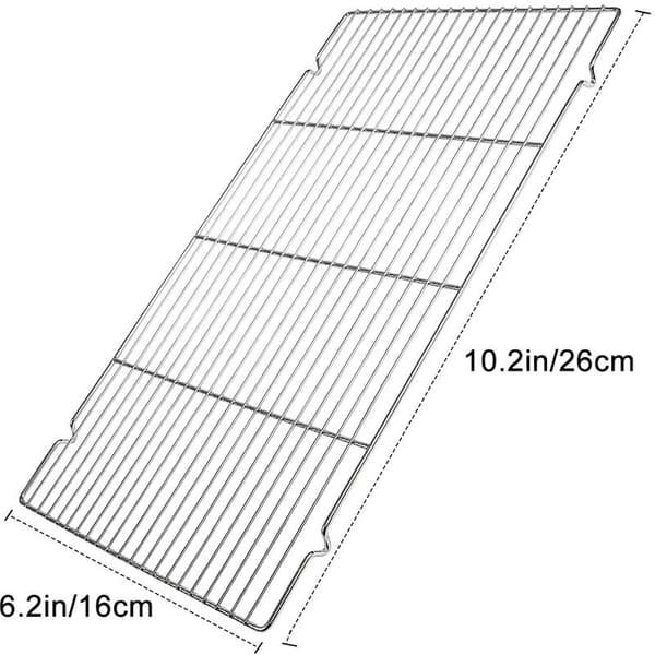 Kølestativ i rustfrit stål til grill, 2 stk. rektangulært net ca. 26x16 cm, 2 stk.
