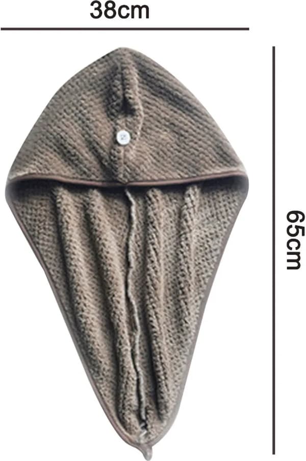 Mikrofiber Hårhåndklæde Wrap 2 stk Knapfix 65x38cm Hurtigtørrende Absorberende Brun