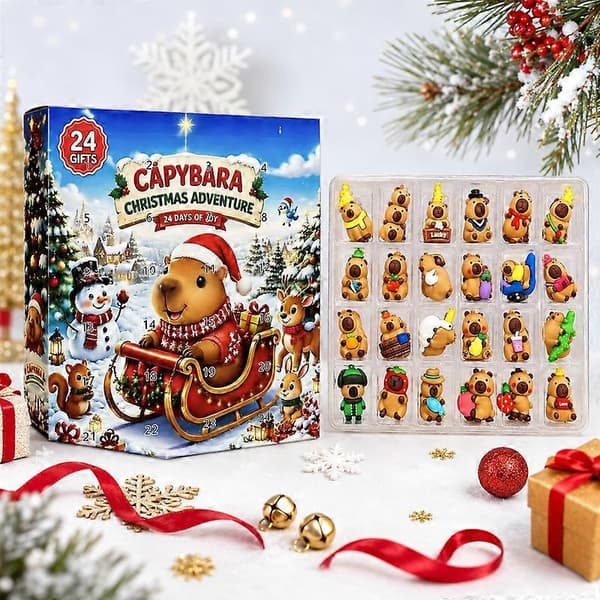 2026 Capybara Nedräkningskalender för Högtider, 24-dagars Mini Capybara Samlarfigurer Mini