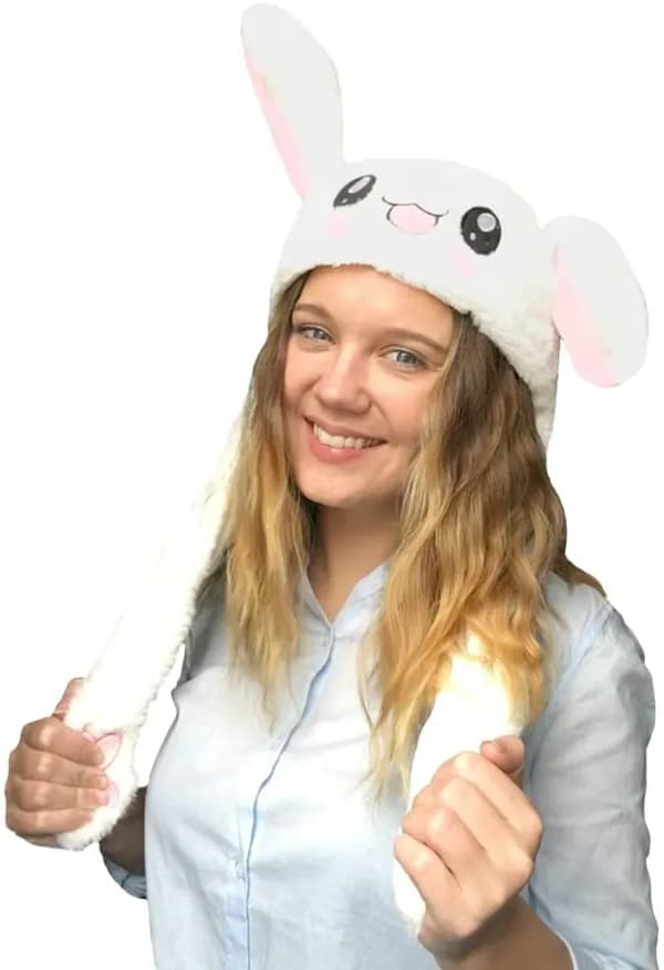 Rörlig Kaninöra Plyschhatt Kläm Luftpump Öron Vit Barnpresent 1st
