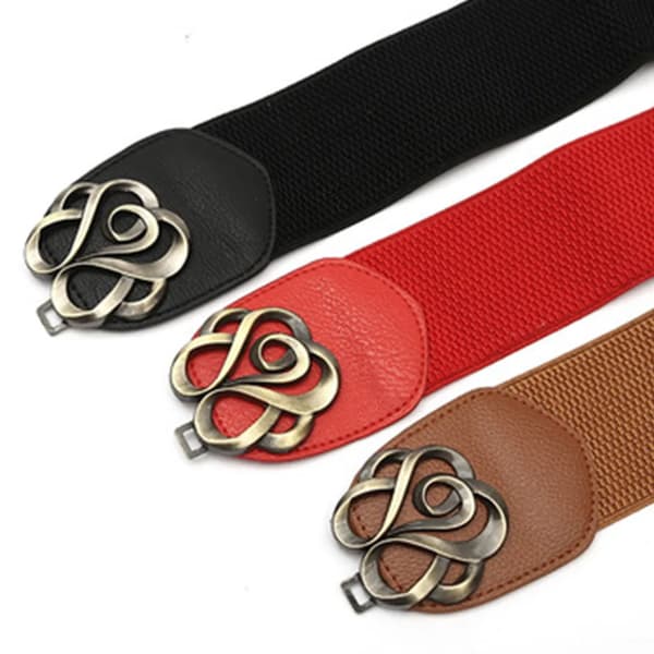 Bælte, elastisk, retrostil, strækbælte, rød