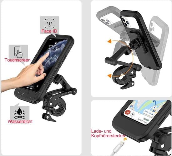 Vanntett sykkeltelefonholder for 22-28 mm styre